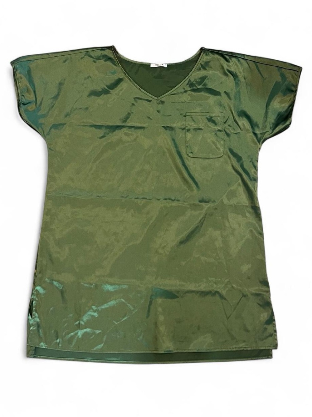 Green Satin Blouse Women’s L Loungewear Feminine